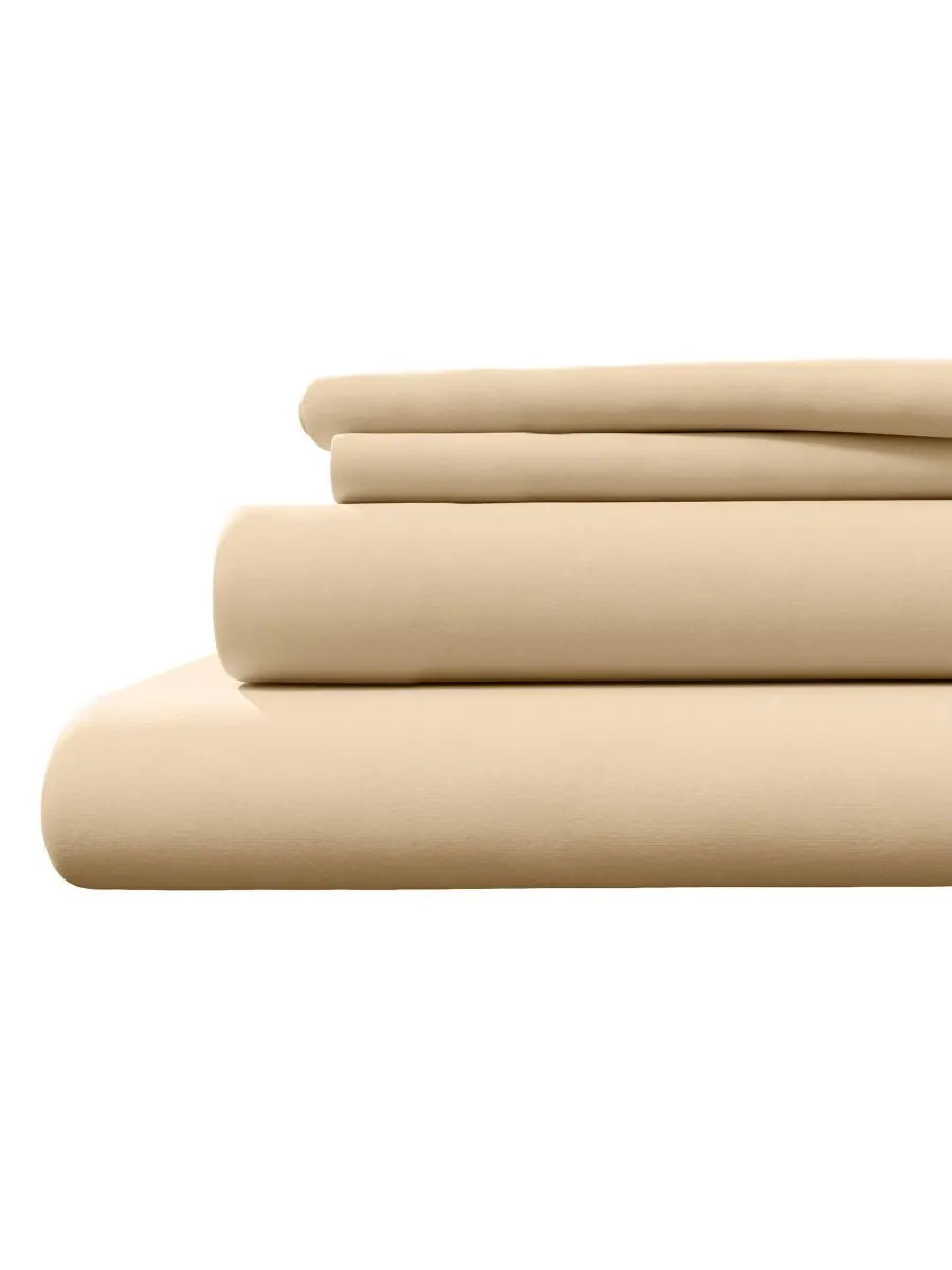 Комплект постельного белья из меланжевого хлопкового трикотажа Linery & Co, Heathered tan, Twin XL — изображение 1 из 6