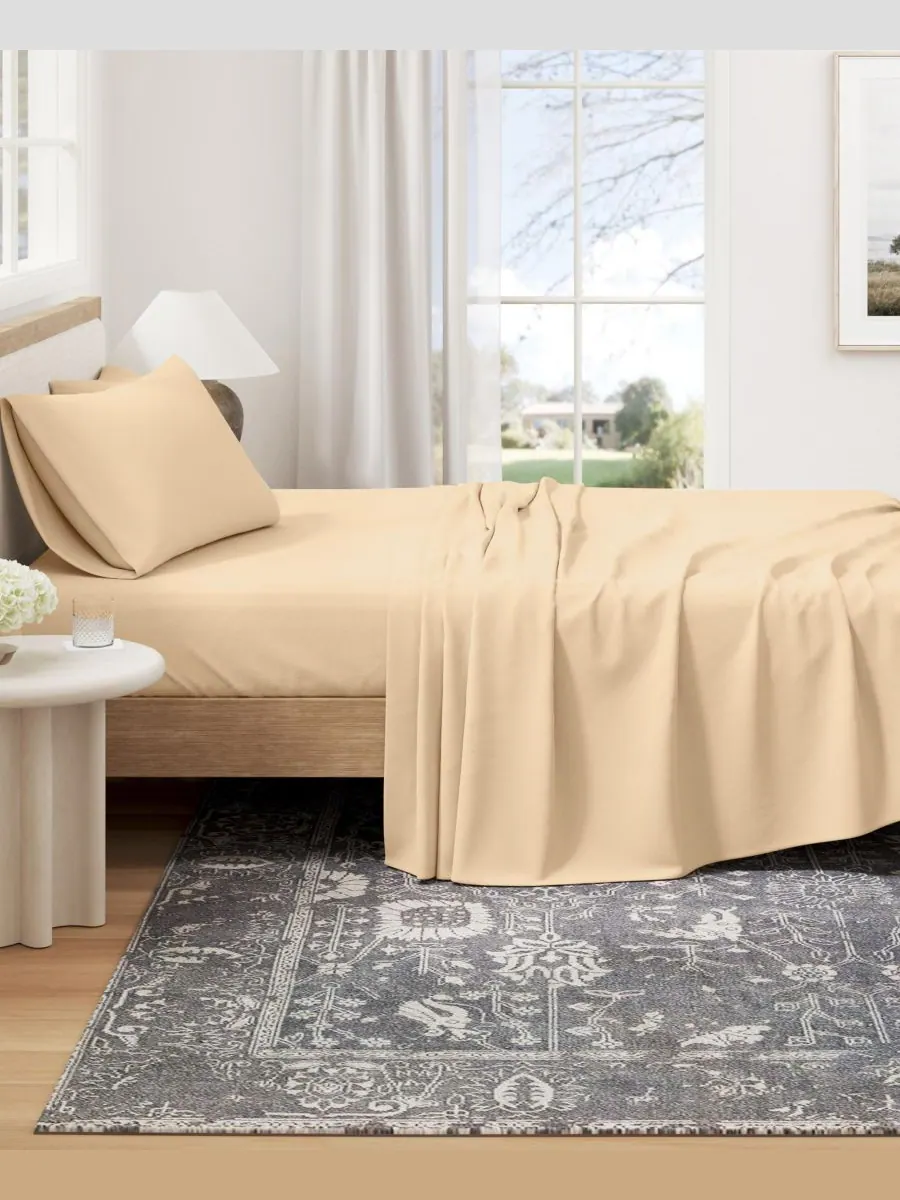 Комплект постельного белья из меланжевого хлопкового трикотажа Linery & Co, Heathered tan, Twin XL — изображение 3 из 6