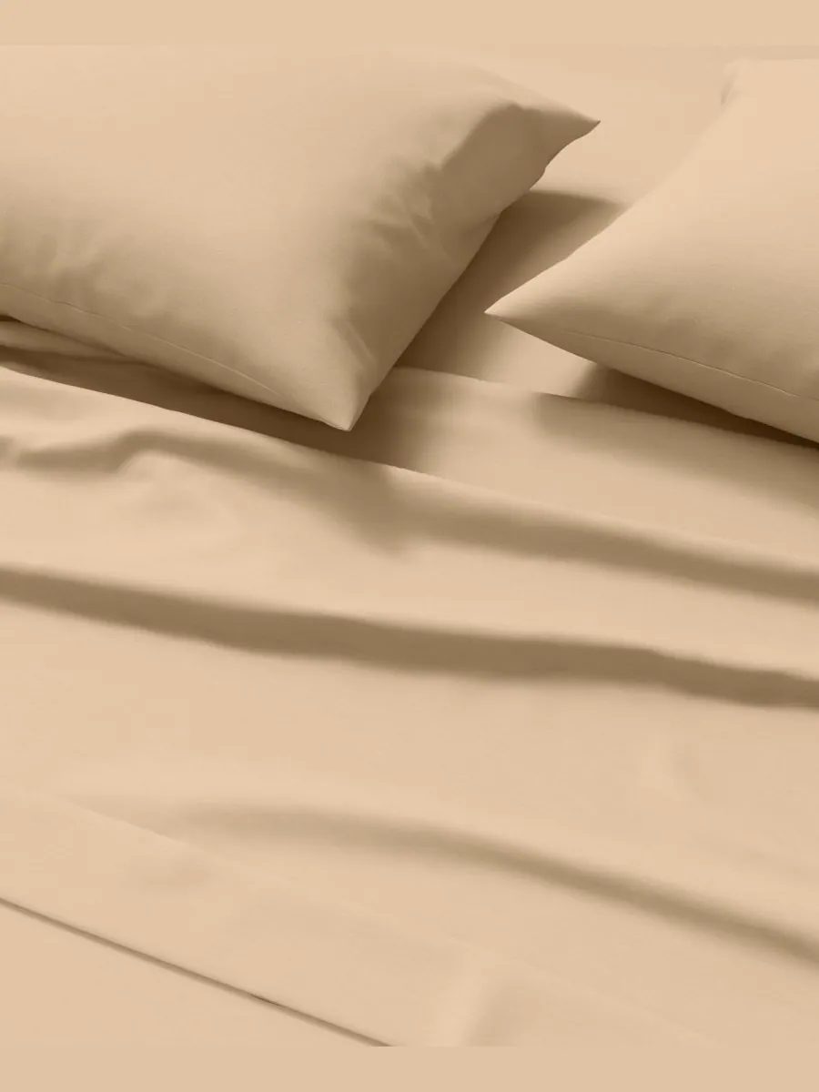 Комплект постельного белья из меланжевого хлопкового трикотажа Linery & Co, Heathered tan, Twin XL — изображение 4 из 6