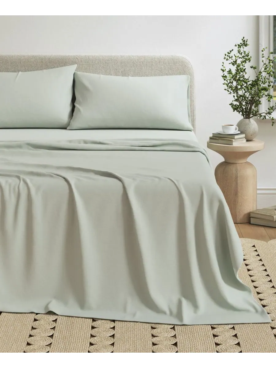 Комплект постельного белья из меланжевого хлопкового трикотажа Linery & Co, Green, Twin XL — изображение 1 из 6, зеленый