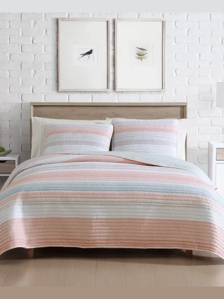 Комплект постельного белья Coralinn Stripe из 3 предметов, размер King Beatrice Home Fashions — синий