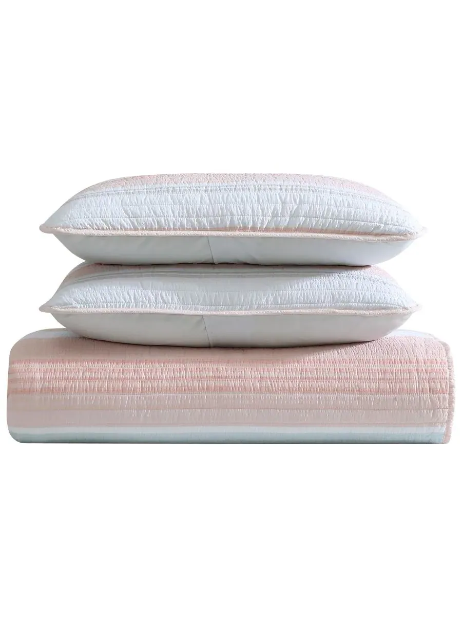 Комплект постельного белья Coralinn Stripe из 3 предметов, размер King Beatrice Home Fashions — изображение 2 из 4, синий