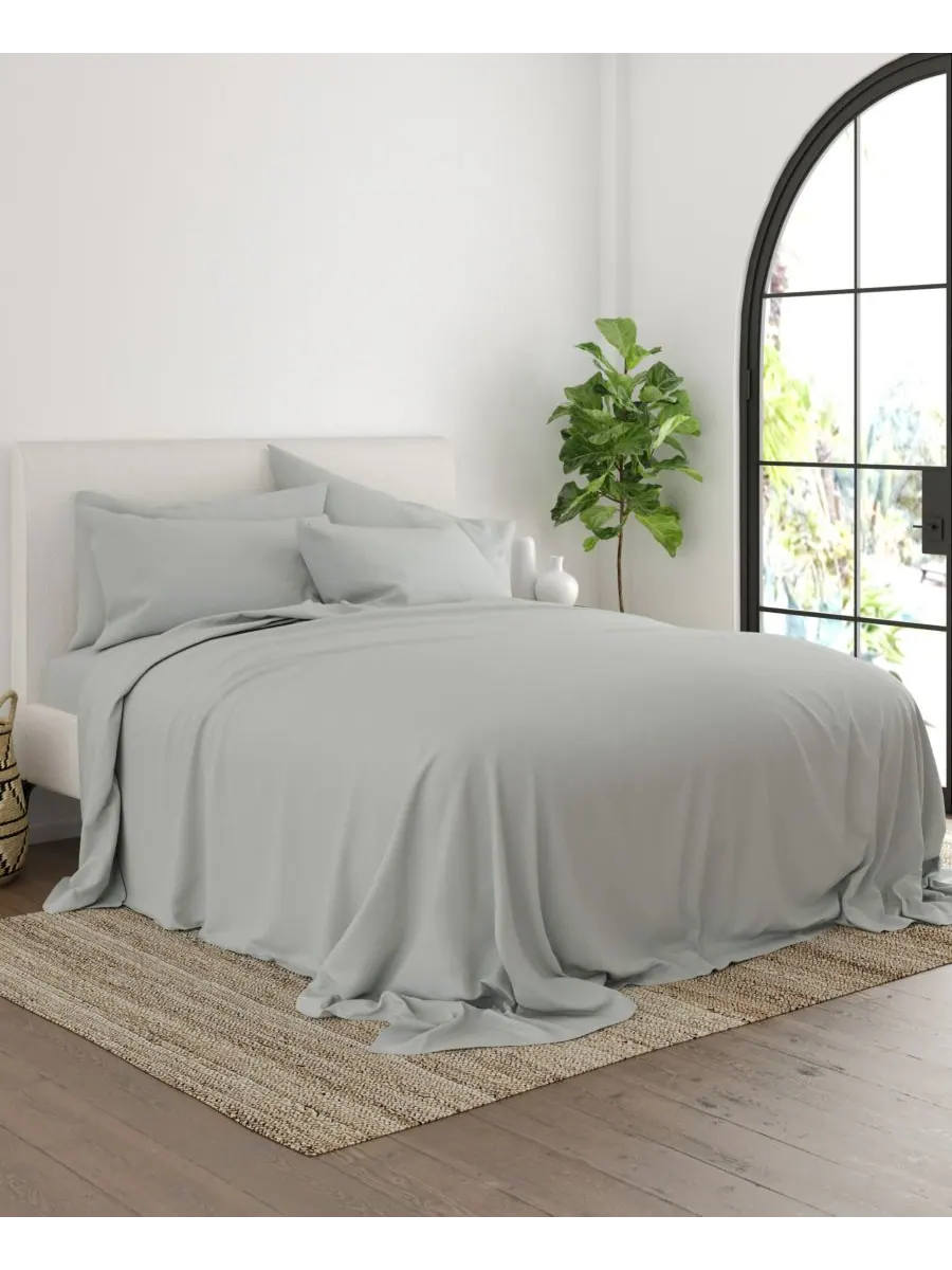 Комплект постельного белья Solids in Style из 6 предметов, размер Queen Ienjoy Home — изображение 3 из 6, светлый серый