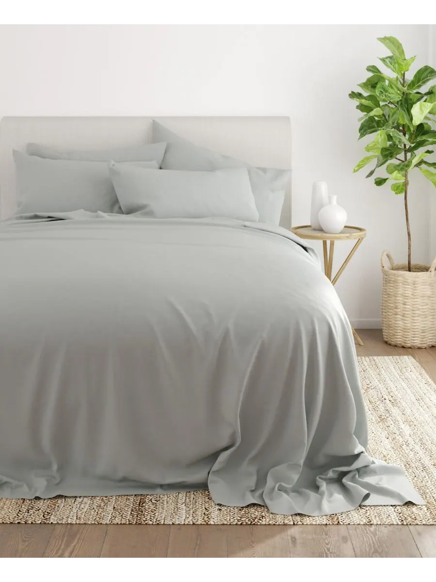 Комплект постельного белья Solids in Style из 6 предметов, размер Queen Ienjoy Home — изображение 4 из 6, светлый серый