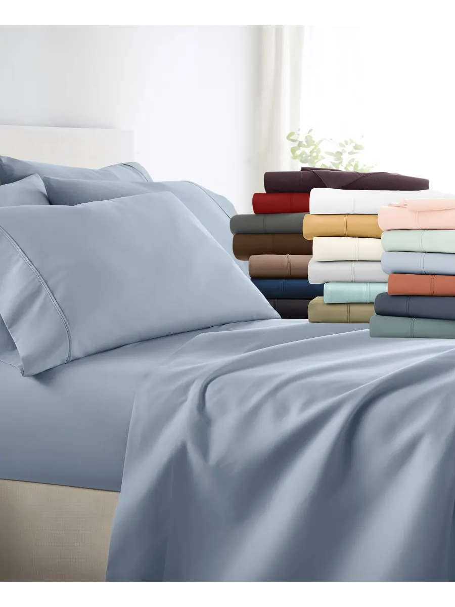 Комплект постельного белья Solids in Style из 6 предметов, размер Queen Ienjoy Home — изображение 6 из 6, светлый синий