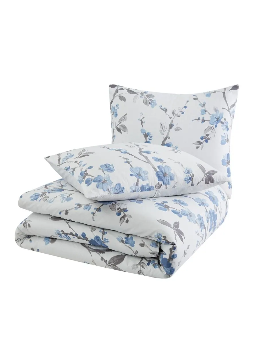 Комплект постельного белья Kasumi Floral из 3 предметов, размер King Cannon — синий