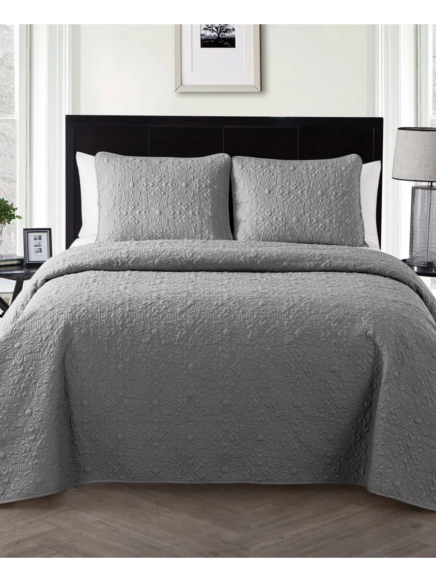Комплект постельного белья Caroline Embossed из 2 предметов, размер Twin VCNY Home — серый