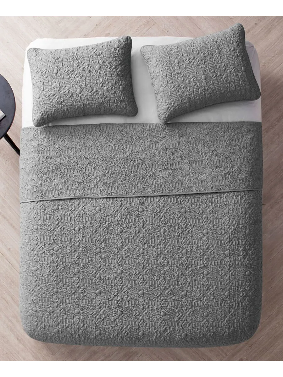 Комплект постельного белья Caroline Embossed из 2 предметов, размер Twin VCNY Home — изображение 3 из 3, серый