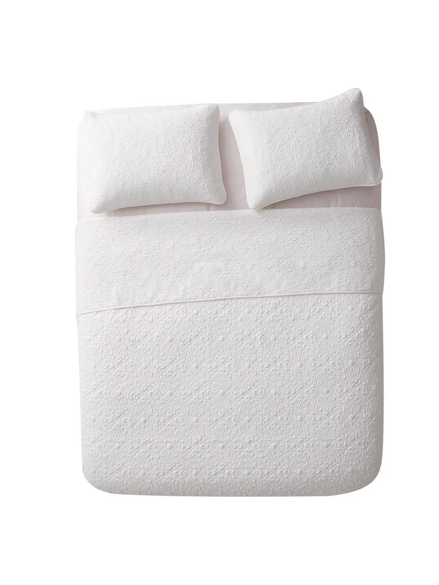 Комплект постельного белья Caroline Embossed из 2 предметов, размер Twin VCNY Home — изображение 3 из 7, яркий белый
