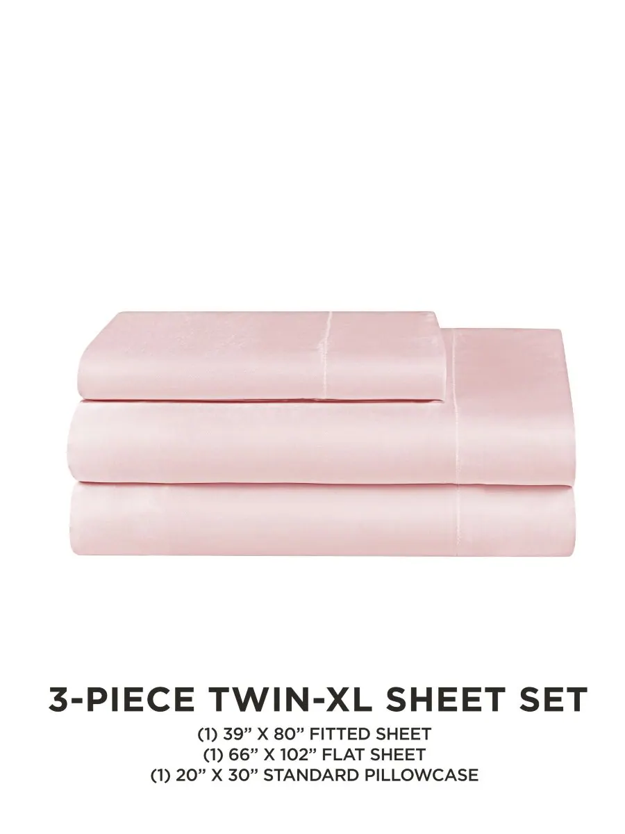 Комплект постельного белья из атласа, 3 предмета, размер twin xl Juicy Couture — изображение 2 из 6, розовый
