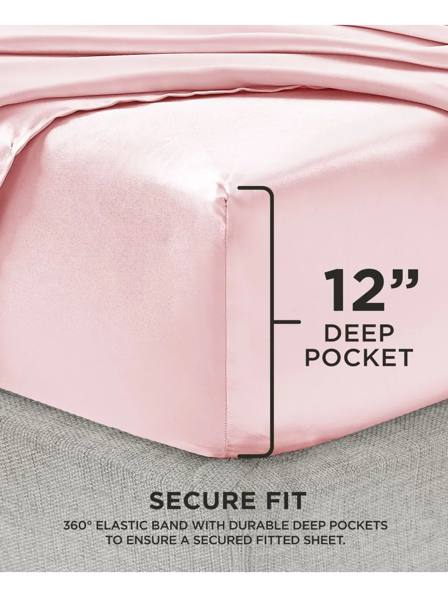 Комплект постельного белья из атласа, 3 предмета, размер twin xl Juicy Couture — изображение 5 из 6, розовый