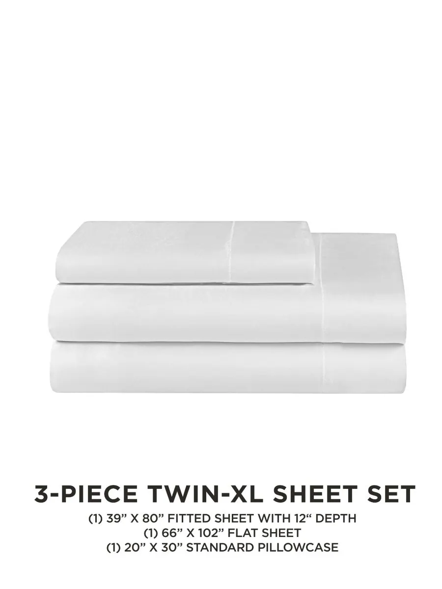 Комплект постельного белья из атласа, 3 предмета, размер twin xl Juicy Couture — изображение 2 из 6, белый