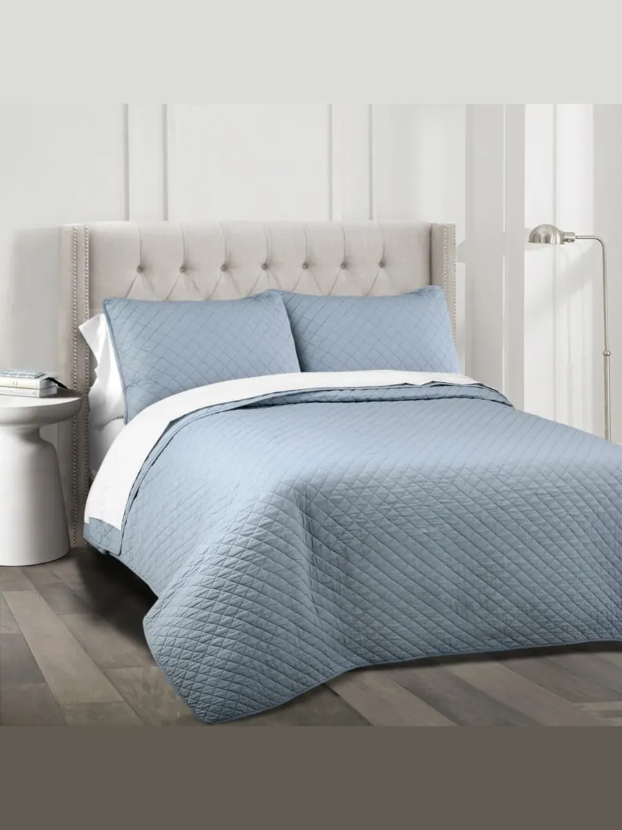 Комплект постельного белья Ava Cotton из 3 предметов, размер King Lush Décor — изображение 1 из 4, синий