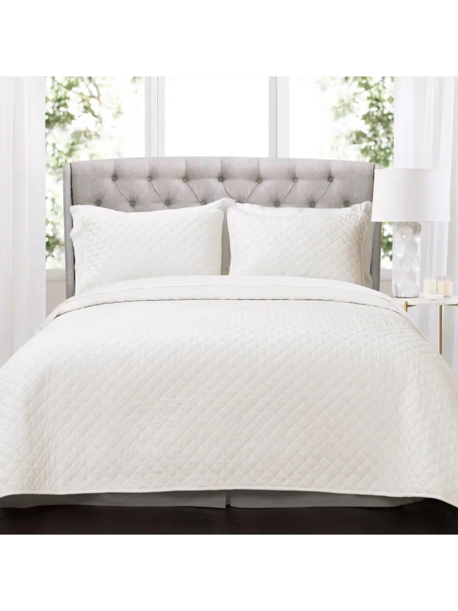 Комплект постельного белья Ava Cotton из 3 предметов, размер King Lush Décor — изображение 1 из 3, белый