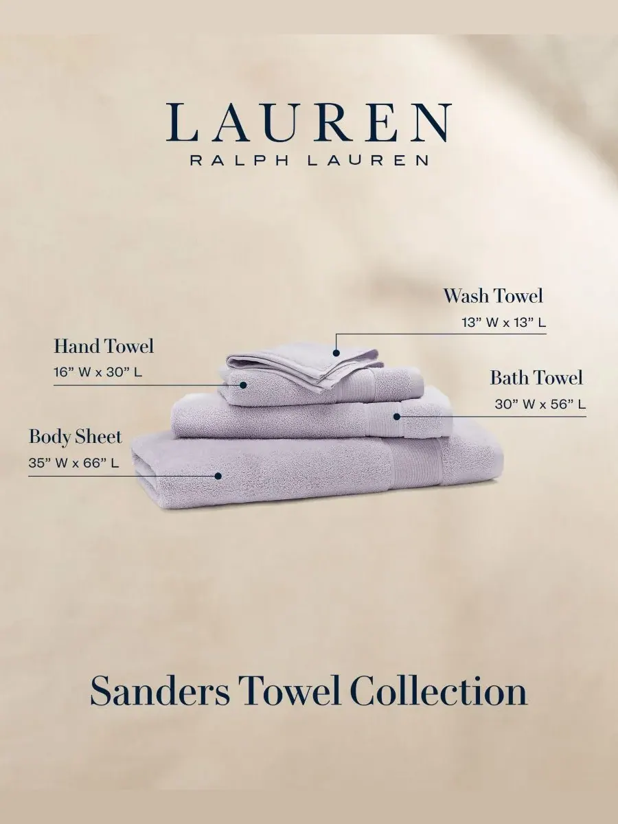Сандерс, однотонная антимикробная хлопковая банное полотенце, 89 x 168 см Lauren Ralph Lauren — изображение 3 из 3, серый