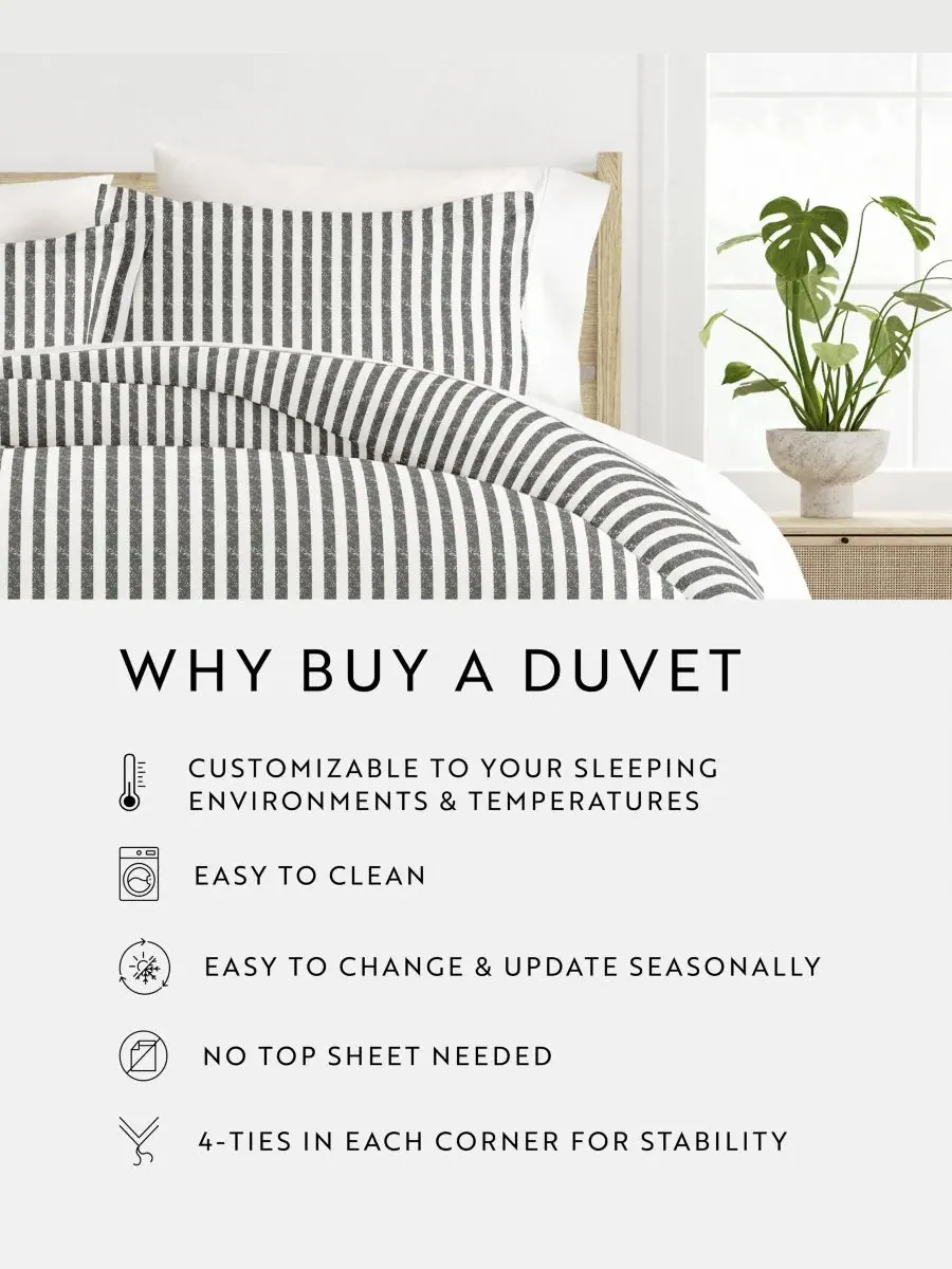 Комплект постельного белья из 3 предметов с полосатым узором, размер Full/Queen Ienjoy Home — изображение 3 из 10, серый