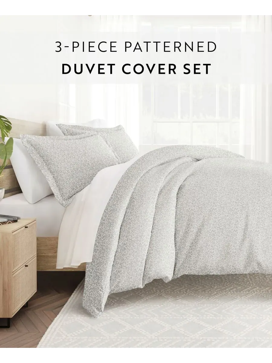 Комплект постельного белья Tranquil Sleep из 3 предметов с узором, размер Full/Queen Ienjoy Home — изображение 2 из 10, серый