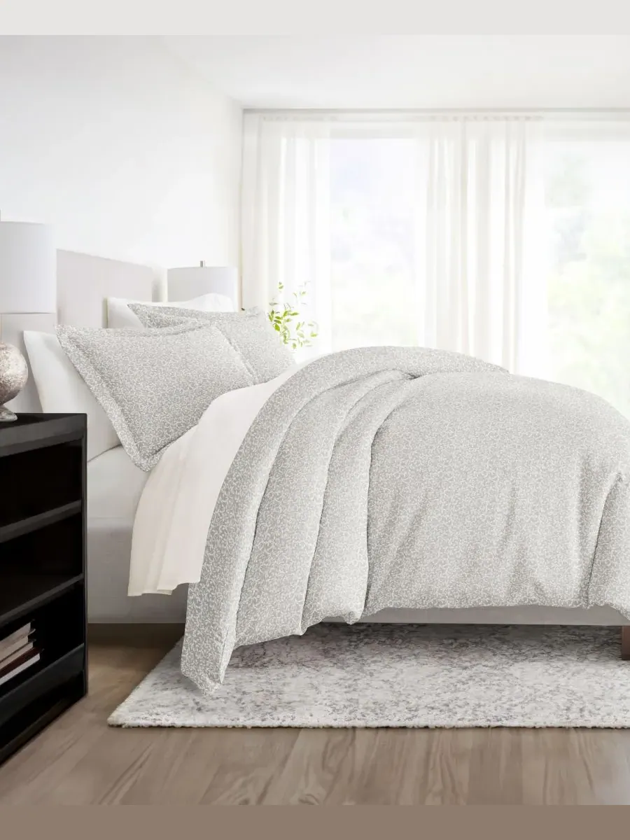 Комплект постельного белья Tranquil Sleep из 3 предметов с узором, размер Full/Queen Ienjoy Home — изображение 7 из 10, серый