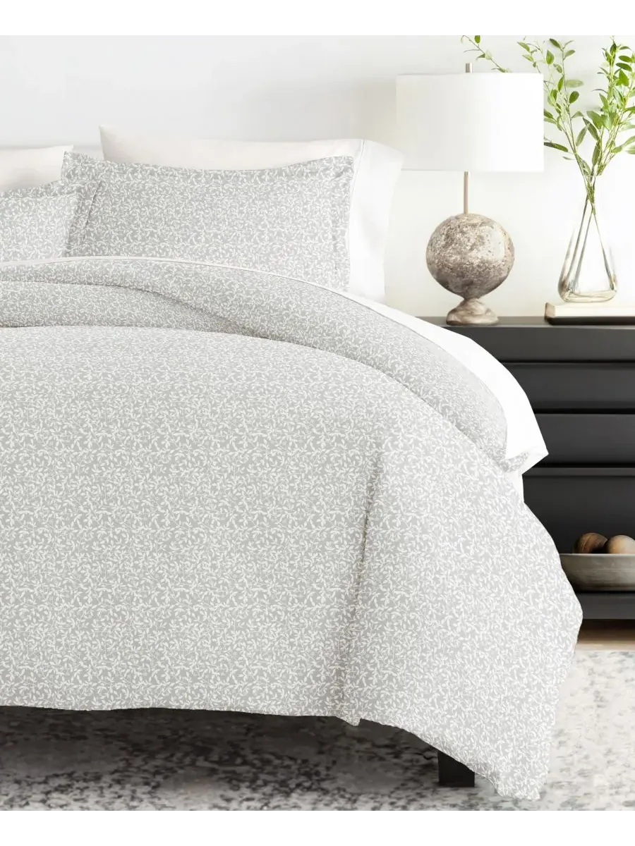 Комплект постельного белья Tranquil Sleep из 3 предметов с узором, размер Full/Queen Ienjoy Home — изображение 8 из 10, серый