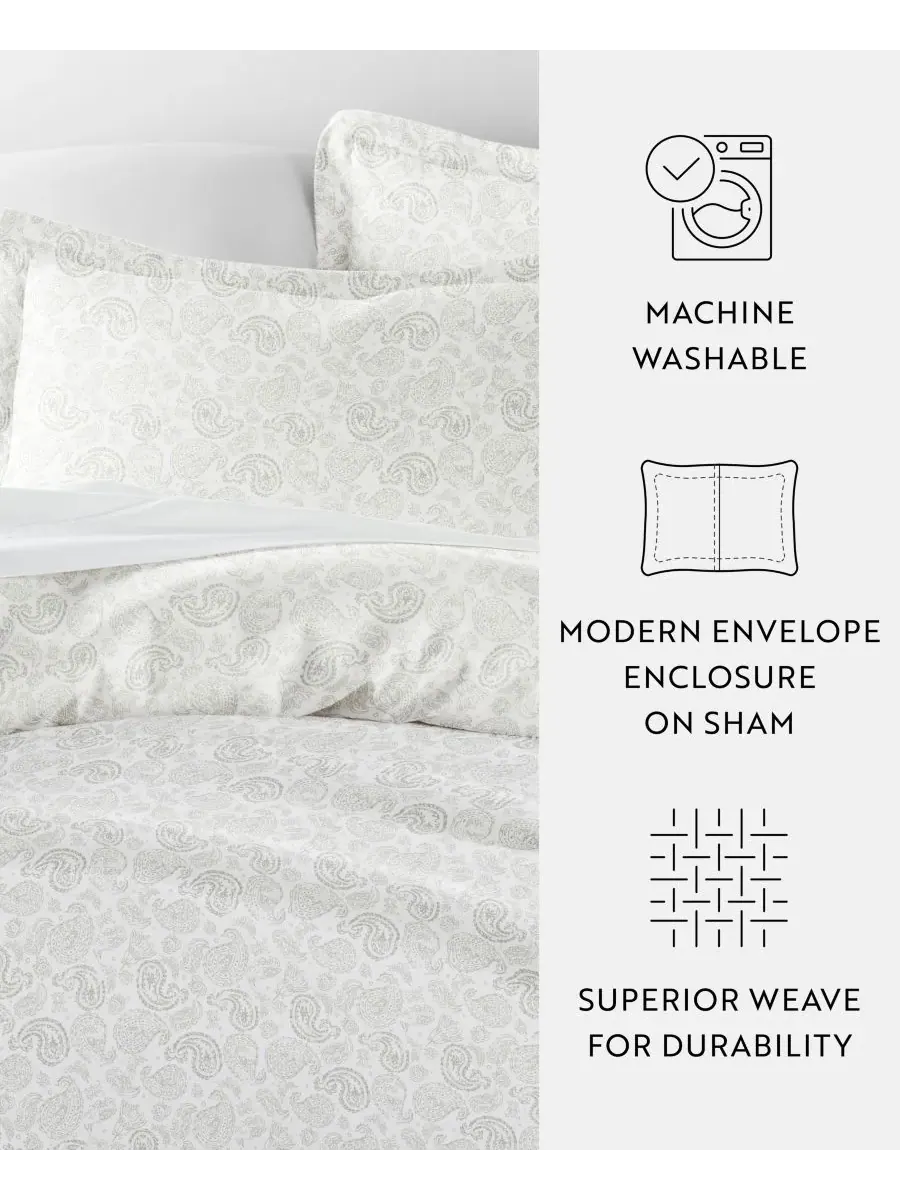 Комплект постельного белья Tranquil Sleep из 3 предметов с узором, размер Full/Queen Ienjoy Home — изображение 5 из 10, серый