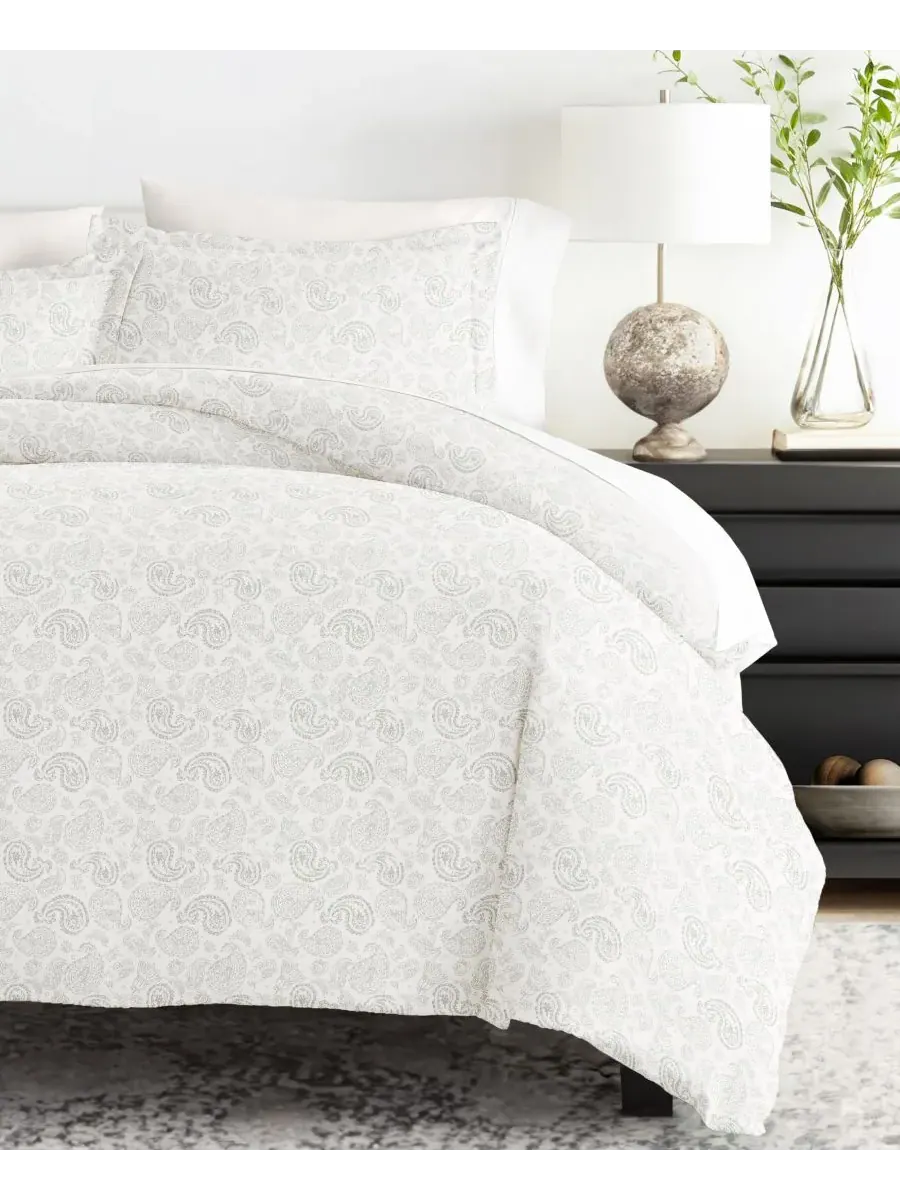 Комплект постельного белья Tranquil Sleep из 3 предметов с узором, размер Full/Queen Ienjoy Home — изображение 8 из 10, серый