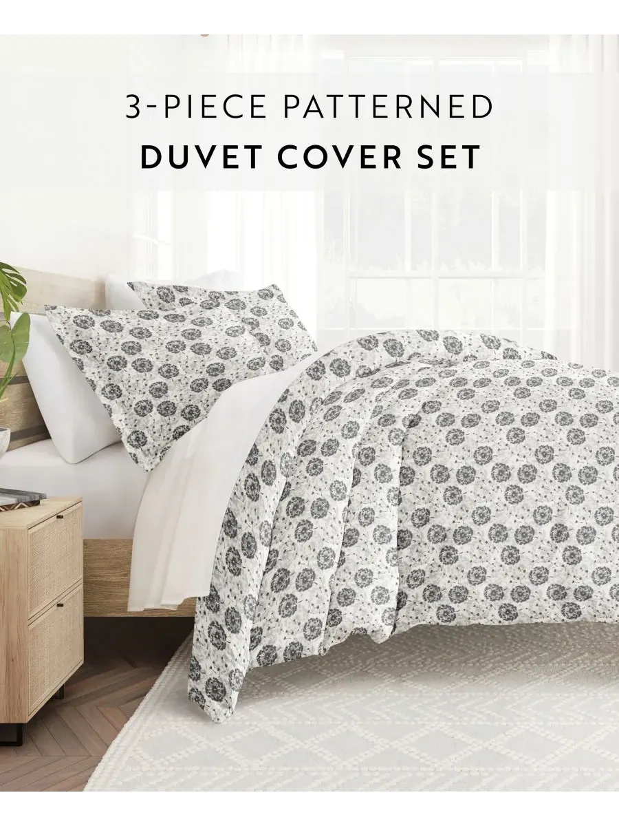 Комплект постельного белья Tranquil Sleep из 3 предметов с узором, размер Full/Queen Ienjoy Home — изображение 2 из 10, серый