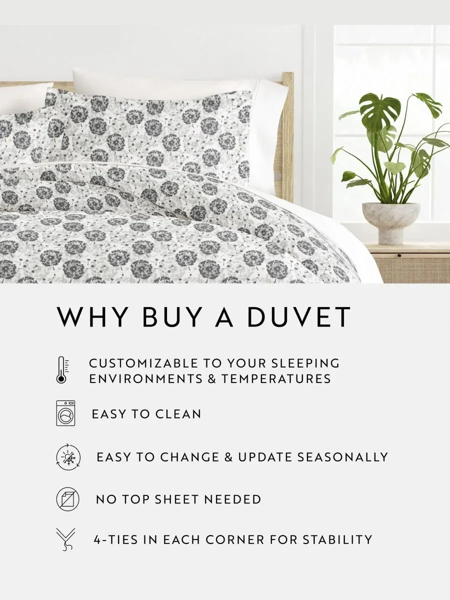 Комплект постельного белья Tranquil Sleep из 3 предметов с узором, размер Full/Queen Ienjoy Home — изображение 3 из 10, серый