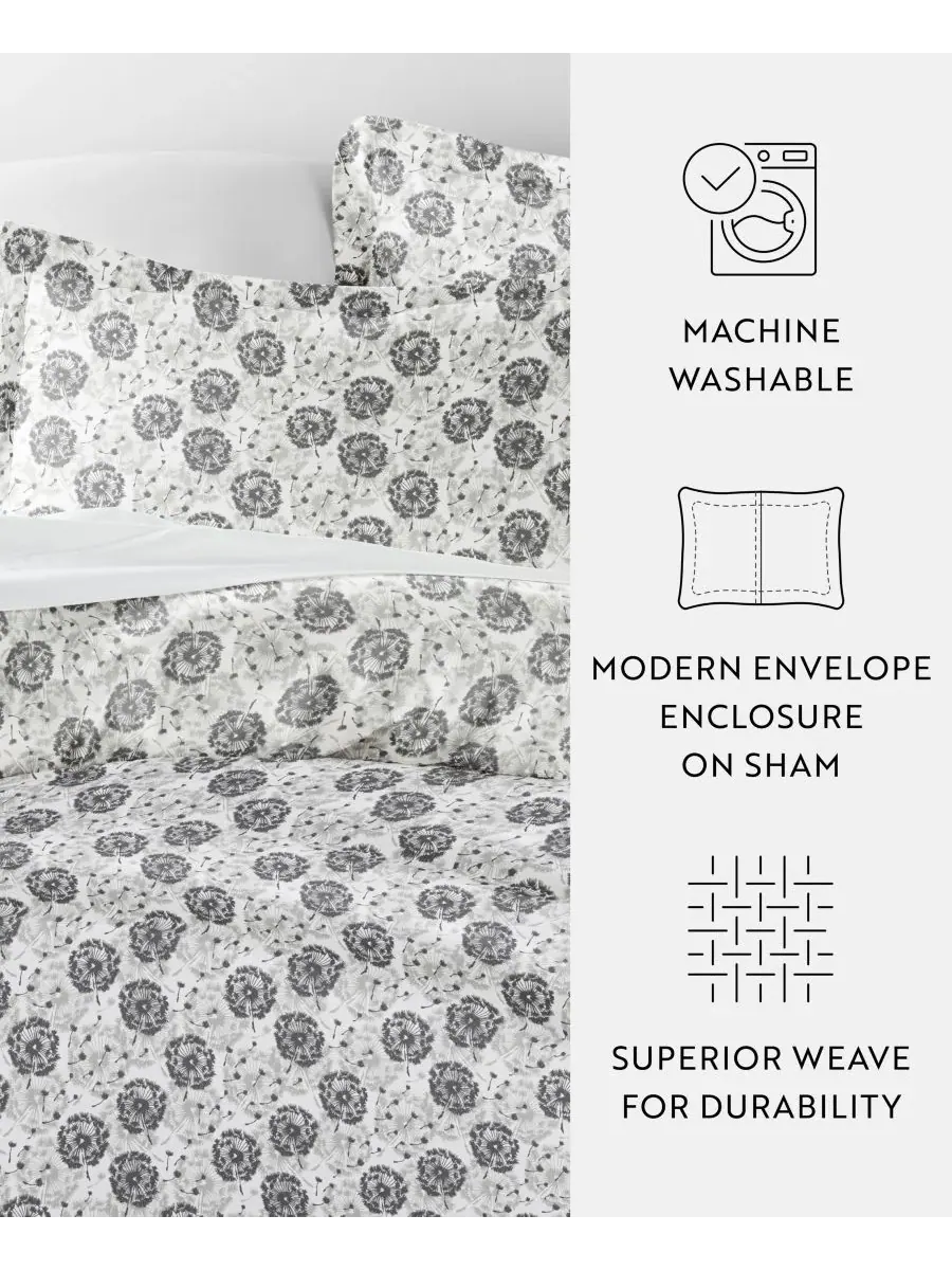 Комплект постельного белья Tranquil Sleep из 3 предметов с узором, размер Full/Queen Ienjoy Home — изображение 5 из 10, серый