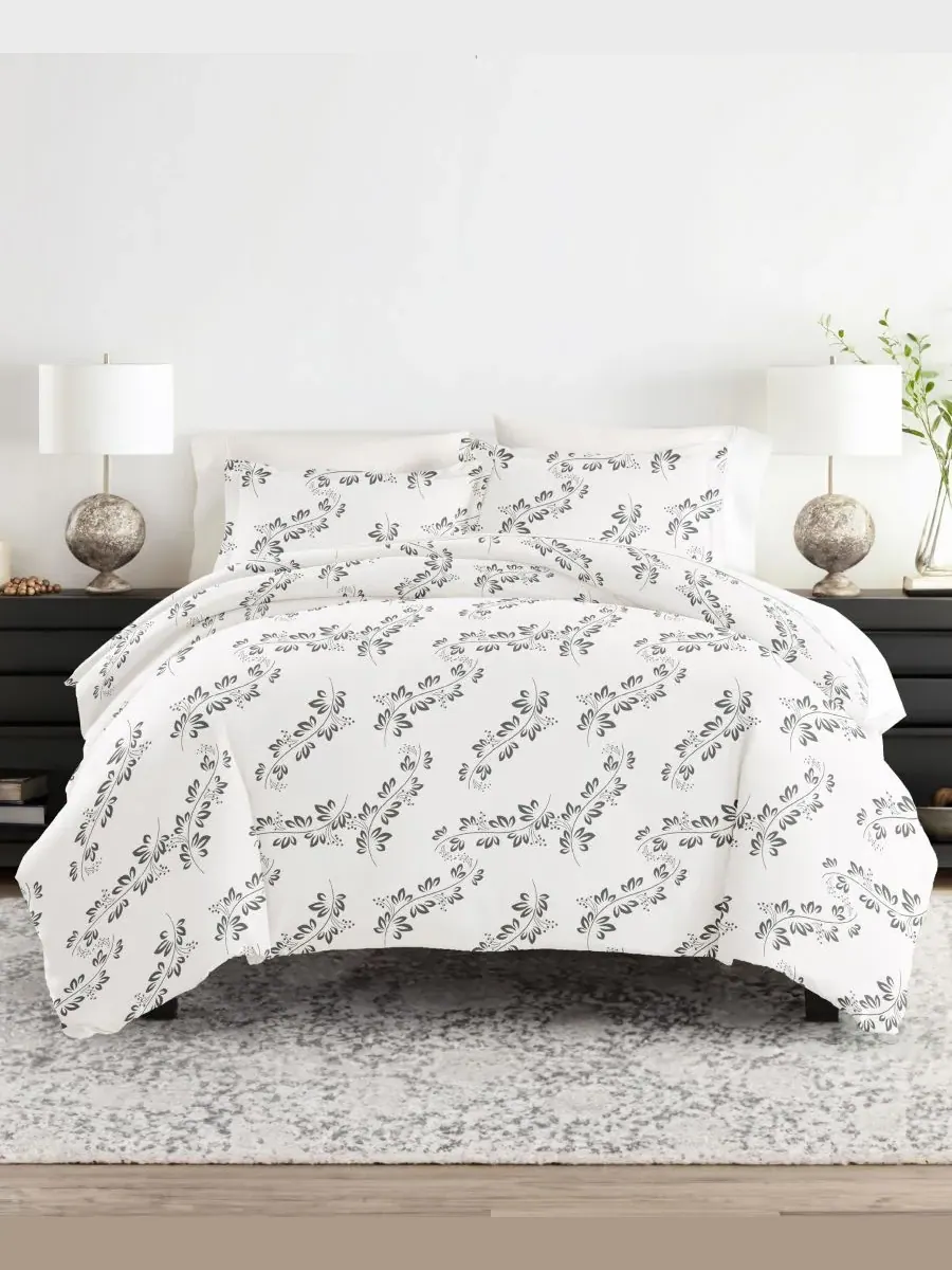 Комплект постельного белья Tranquil Sleep из 3 предметов с узором, размер Full/Queen Ienjoy Home — изображение 1 из 10, серый