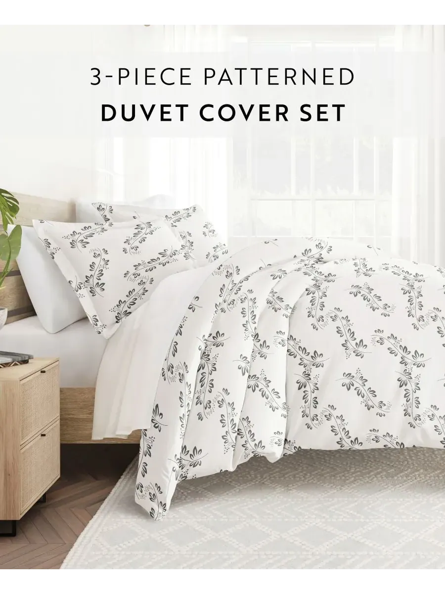 Комплект постельного белья Tranquil Sleep из 3 предметов с узором, размер Full/Queen Ienjoy Home — изображение 2 из 10, серый