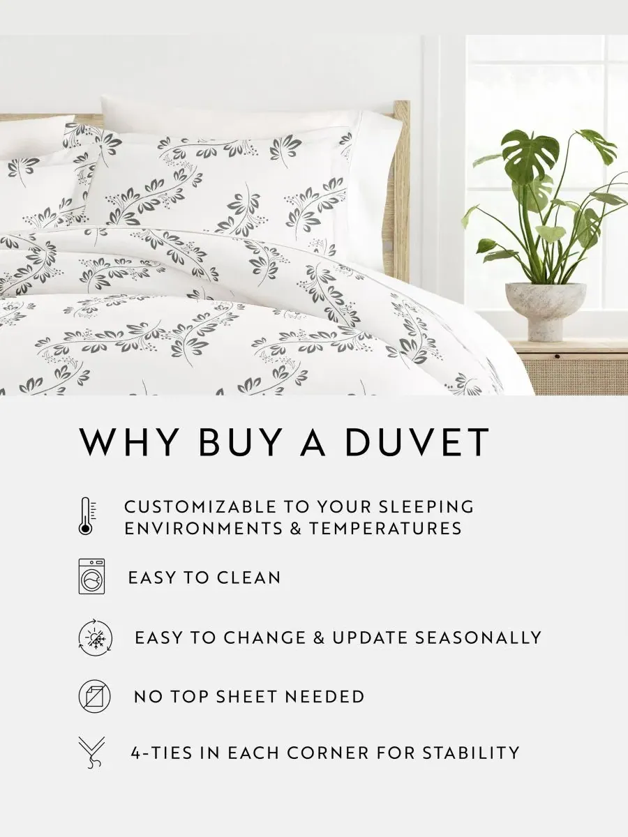 Комплект постельного белья Tranquil Sleep из 3 предметов с узором, размер Full/Queen Ienjoy Home — изображение 3 из 10, серый