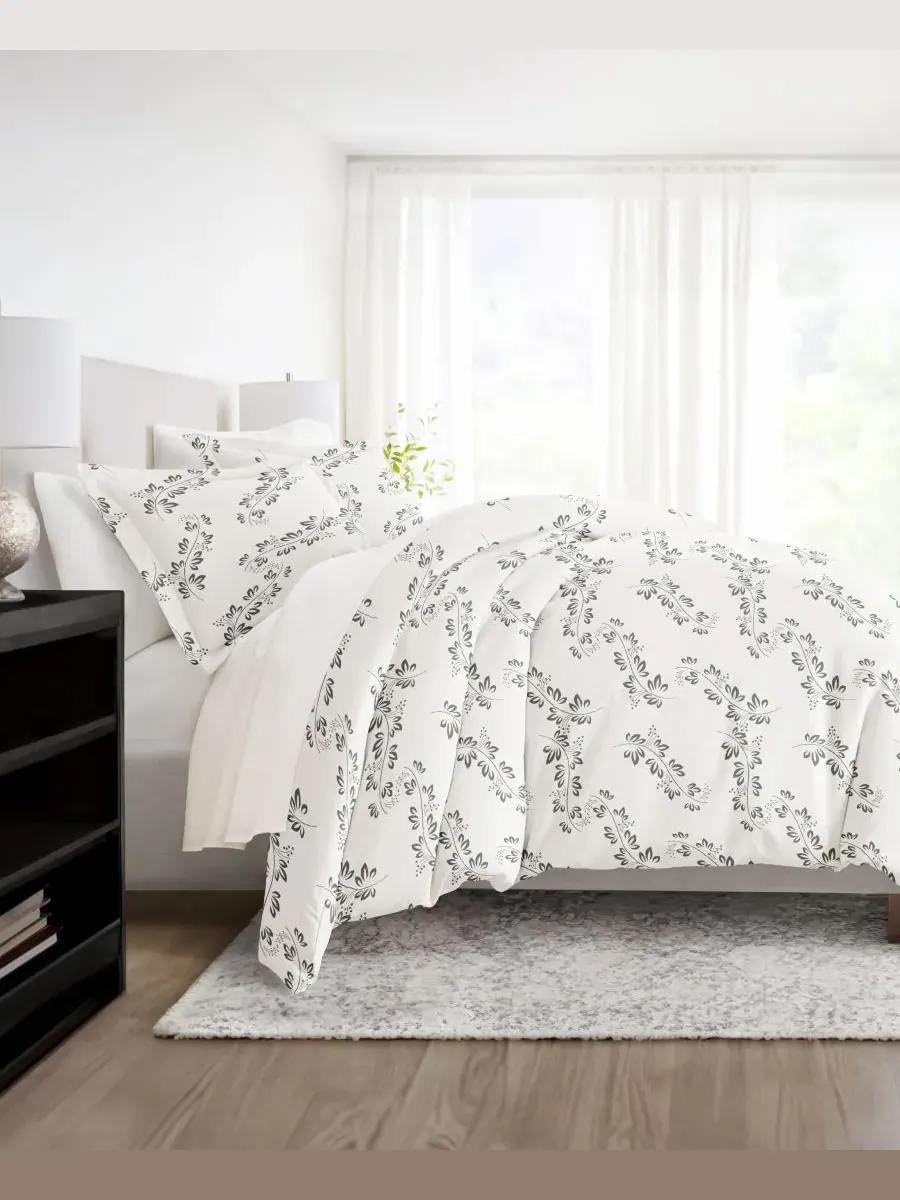 Комплект постельного белья Tranquil Sleep из 3 предметов с узором, размер Full/Queen Ienjoy Home — изображение 7 из 10, серый