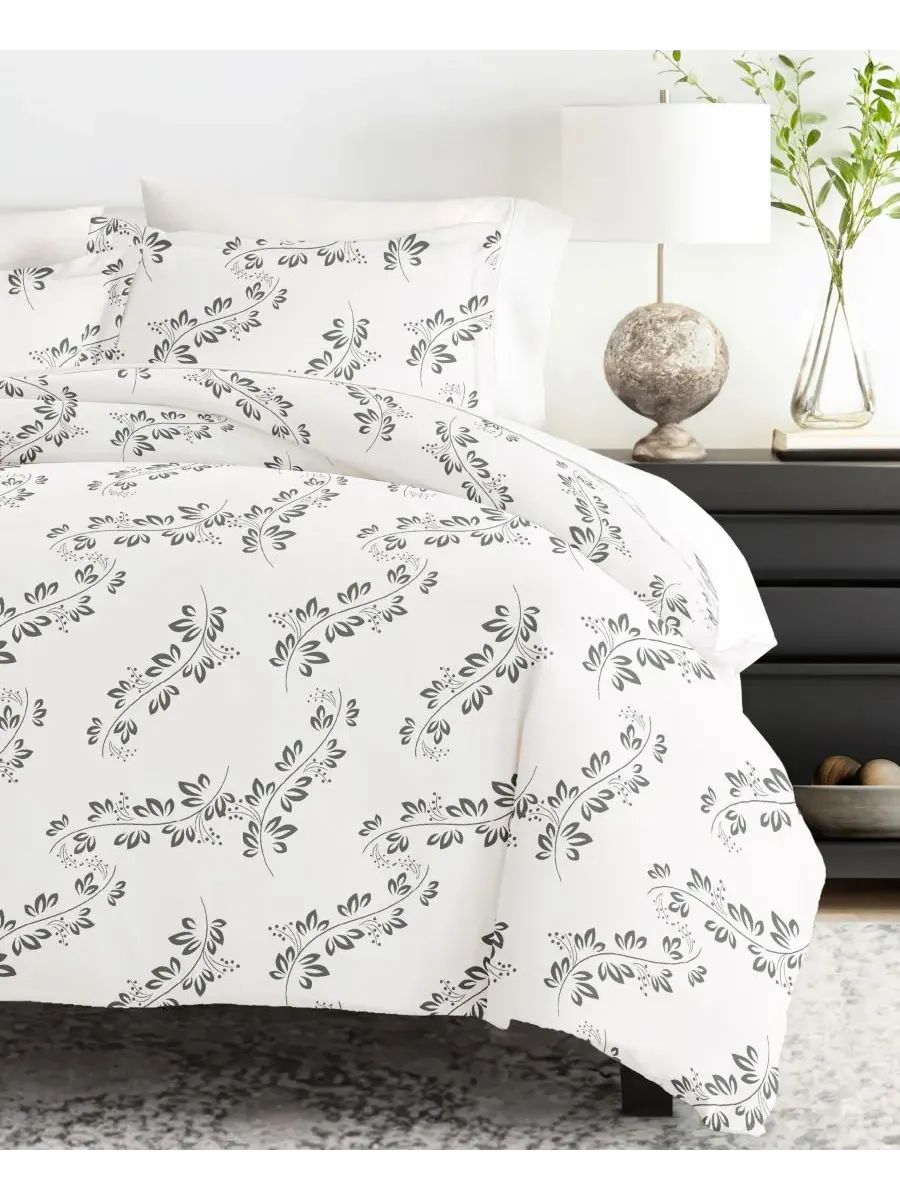Комплект постельного белья Tranquil Sleep из 3 предметов с узором, размер Full/Queen Ienjoy Home — изображение 8 из 10, серый