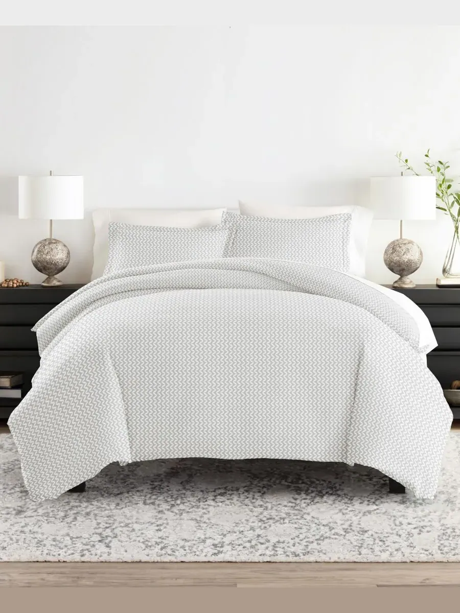 Комплект постельного белья Tranquil Sleep из 3 предметов с узором, размер Full/Queen Ienjoy Home — изображение 1 из 10, серый
