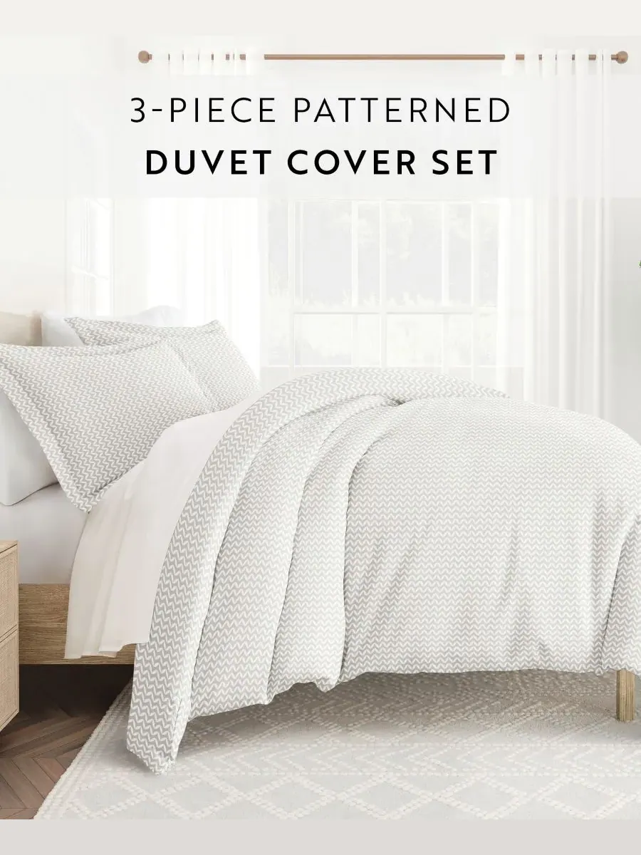 Комплект постельного белья Tranquil Sleep из 3 предметов с узором, размер Full/Queen Ienjoy Home — изображение 2 из 10, серый