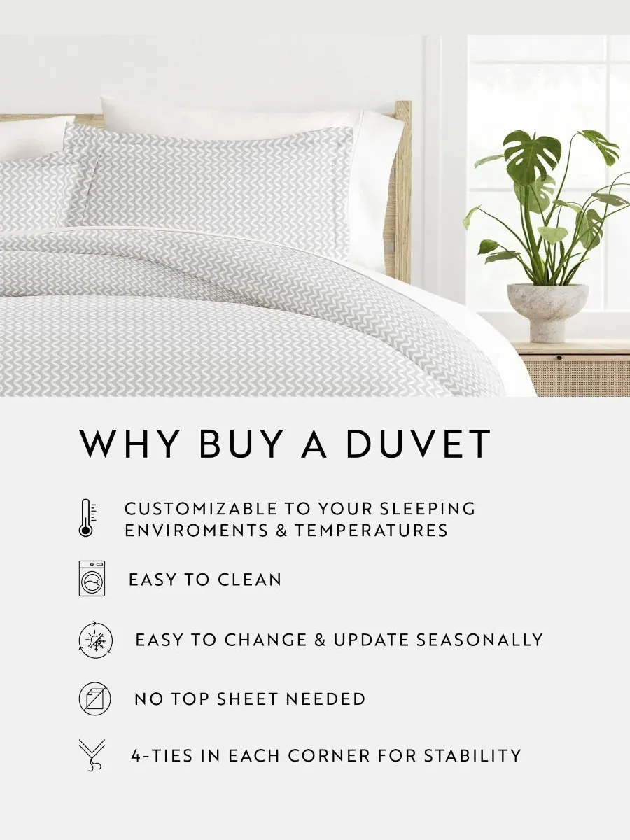 Комплект постельного белья Tranquil Sleep из 3 предметов с узором, размер Full/Queen Ienjoy Home — изображение 3 из 10, серый