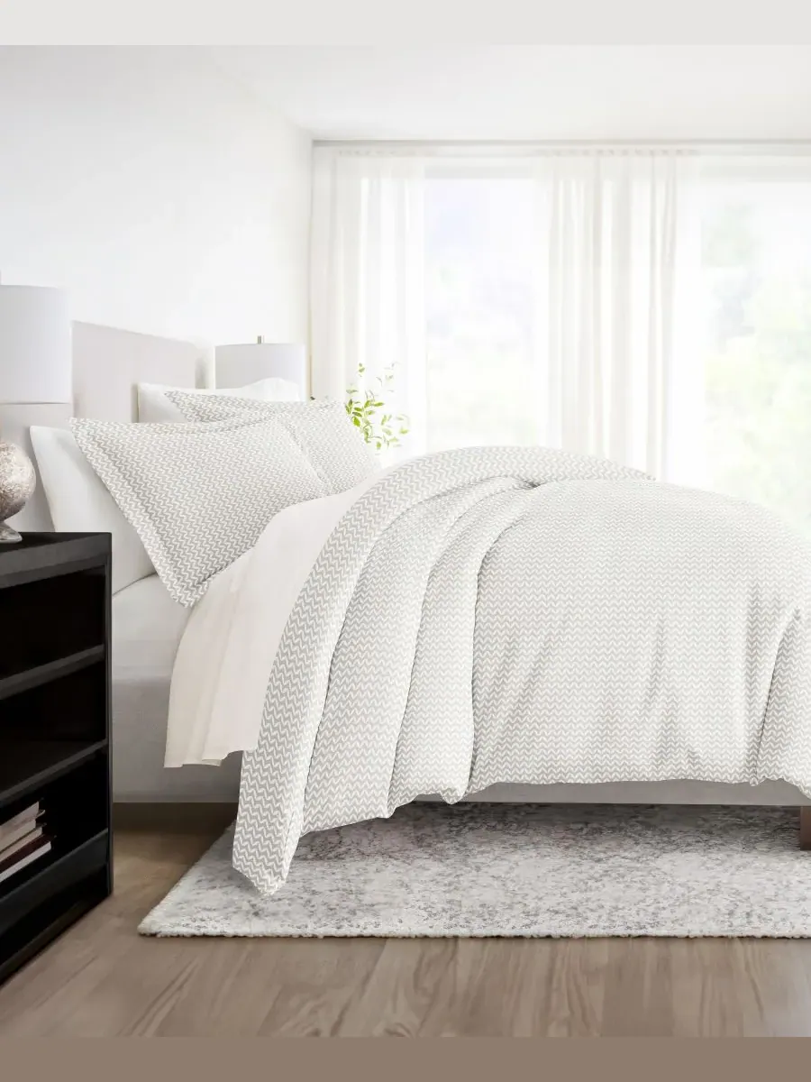 Комплект постельного белья Tranquil Sleep из 3 предметов с узором, размер Full/Queen Ienjoy Home — изображение 7 из 10, серый