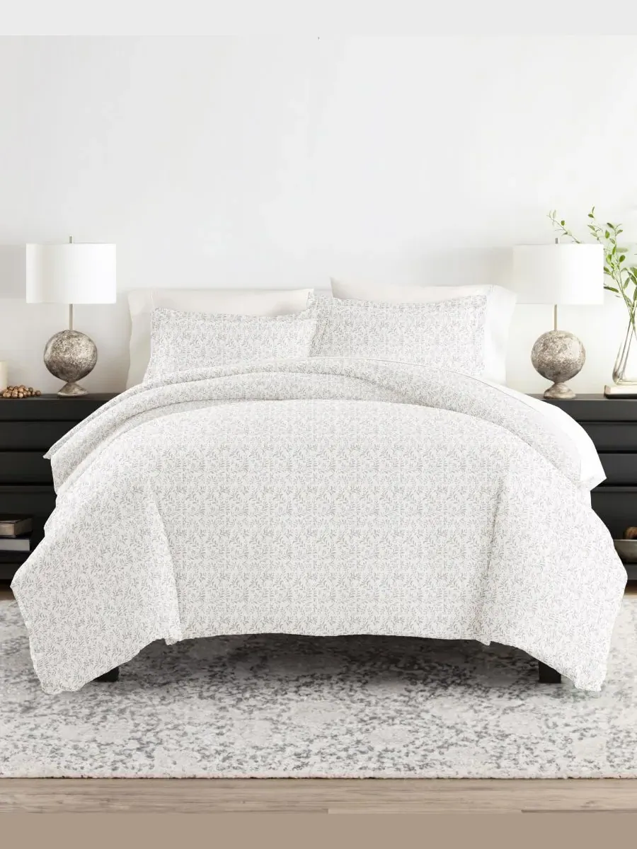 Комплект постельного белья Tranquil Sleep из 3 предметов с узором, размер Full/Queen Ienjoy Home — изображение 1 из 10, серый