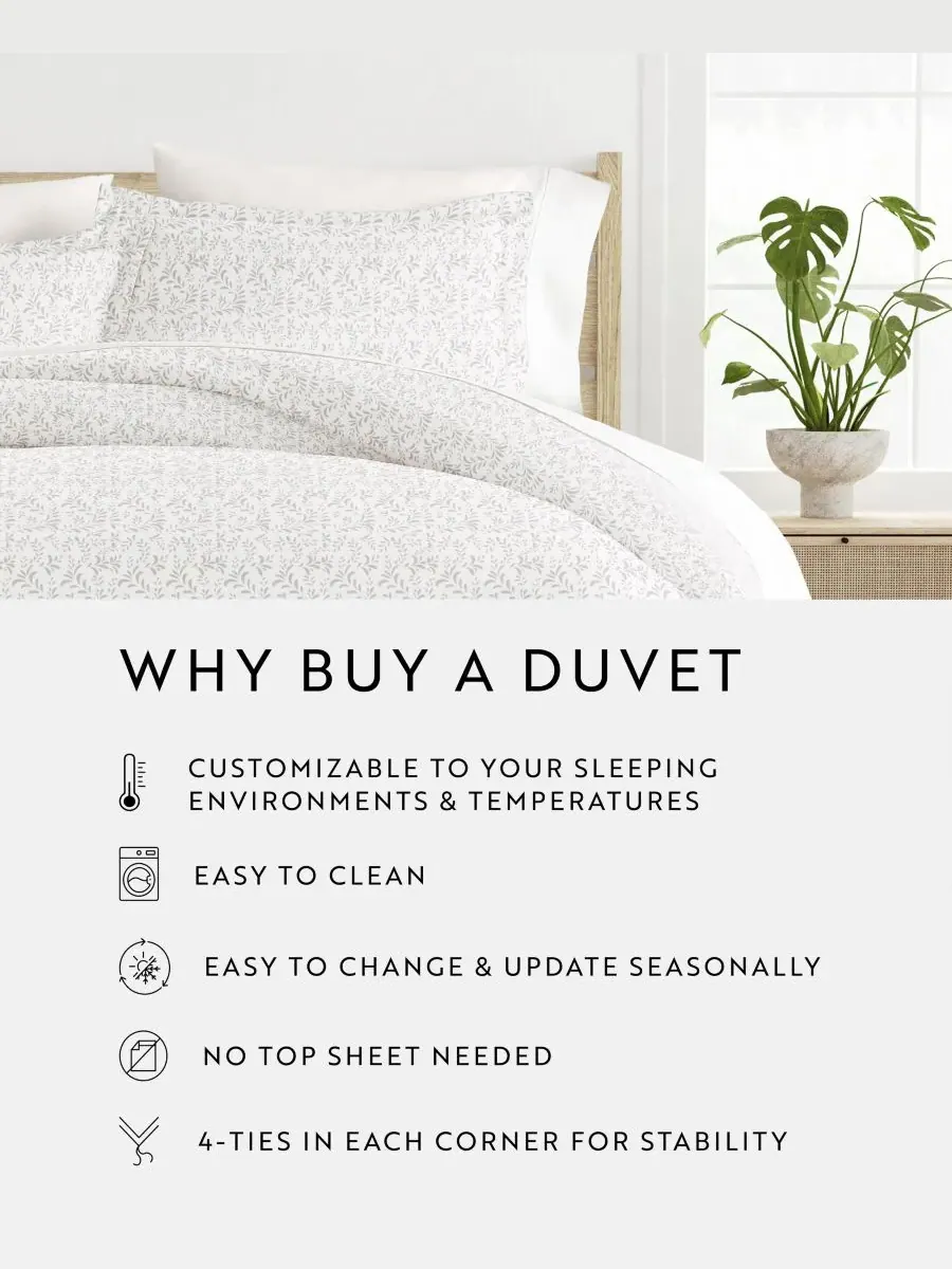 Комплект постельного белья Tranquil Sleep из 3 предметов с узором, размер Full/Queen Ienjoy Home — изображение 3 из 10, серый