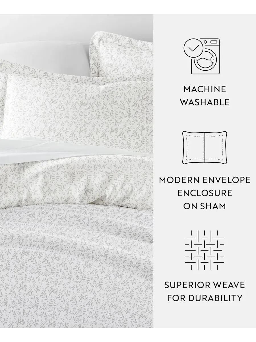 Комплект постельного белья Tranquil Sleep из 3 предметов с узором, размер Full/Queen Ienjoy Home — изображение 5 из 10, серый