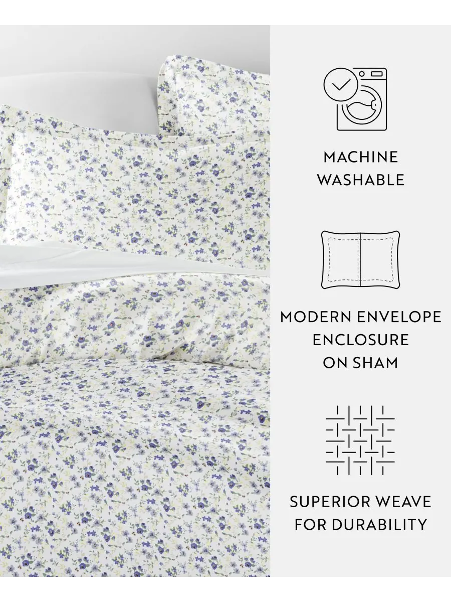 Комплект постельного белья Tranquil Sleep с узором, размер Full/Queen Ienjoy Home — изображение 5 из 10, светлый синий