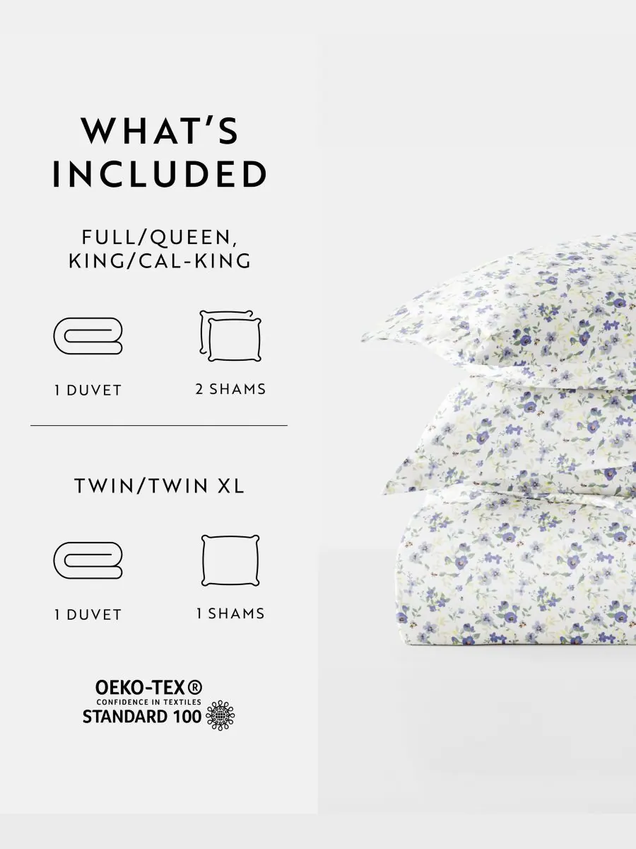 Комплект постельного белья Tranquil Sleep с узором, размер Full/Queen Ienjoy Home — изображение 6 из 10, светлый синий