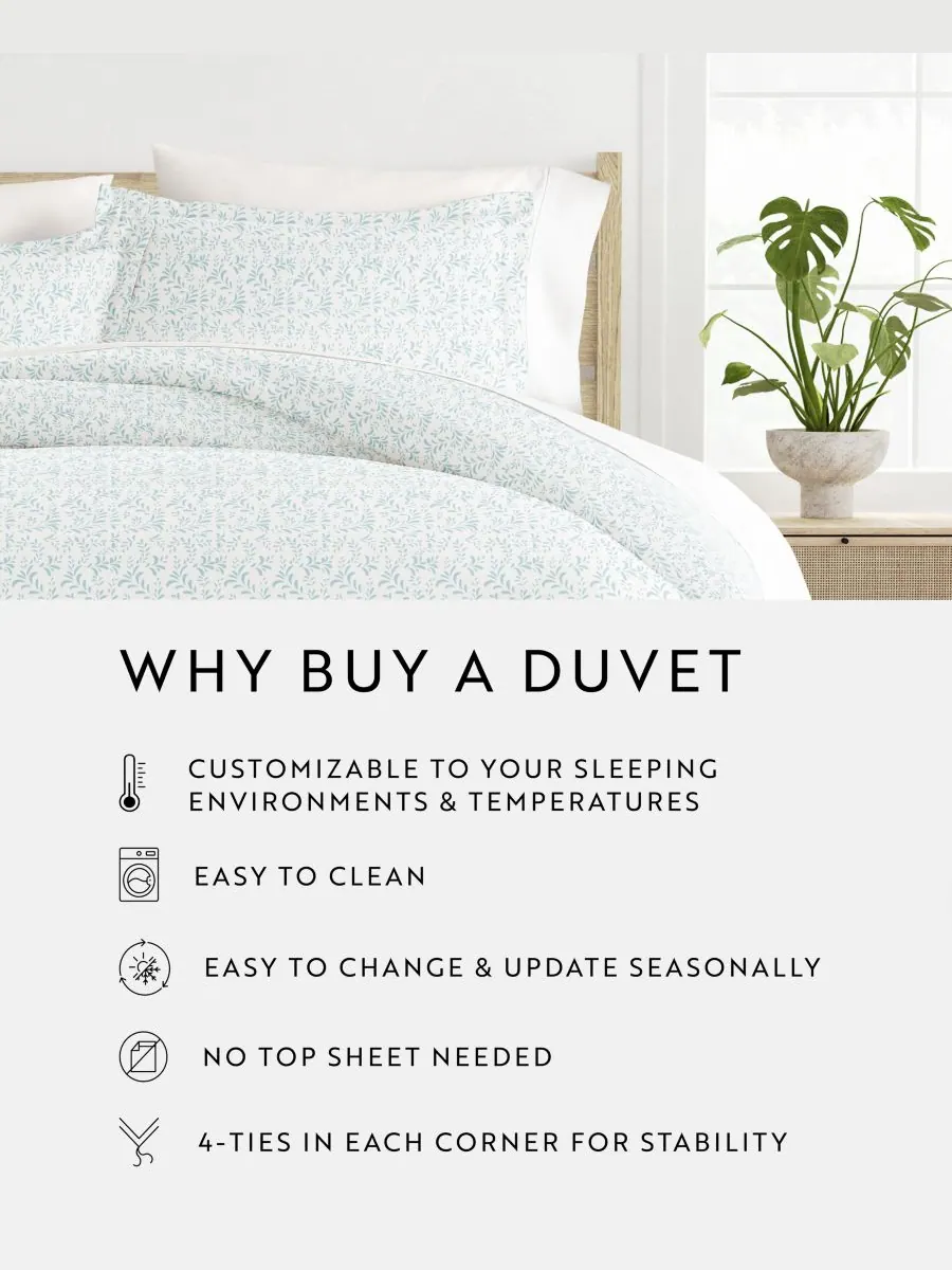 Комплект постельного белья Tranquil Sleep с узором, размер Full/Queen Ienjoy Home — изображение 3 из 10, светлый синий
