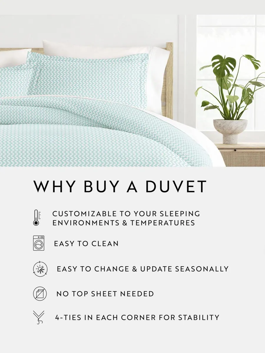 Комплект постельного белья Tranquil Sleep с узором, размер Full/Queen Ienjoy Home — изображение 8 из 10, светлый синий