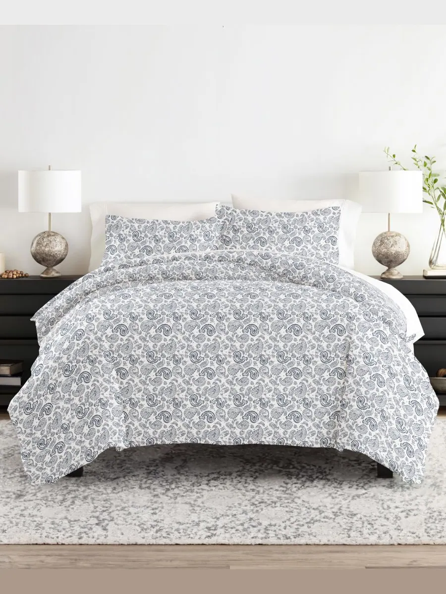 Комплект постельного белья Tranquil Sleep с узором, размер Full/Queen Ienjoy Home — изображение 1 из 9, темно-синий