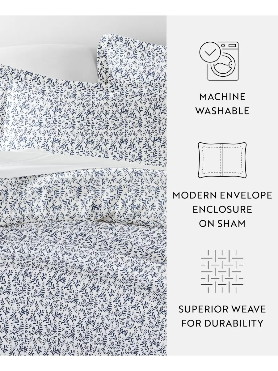 Комплект постельного белья Tranquil Sleep с узором, размер Full/Queen Ienjoy Home — изображение 5 из 9, темно-синий