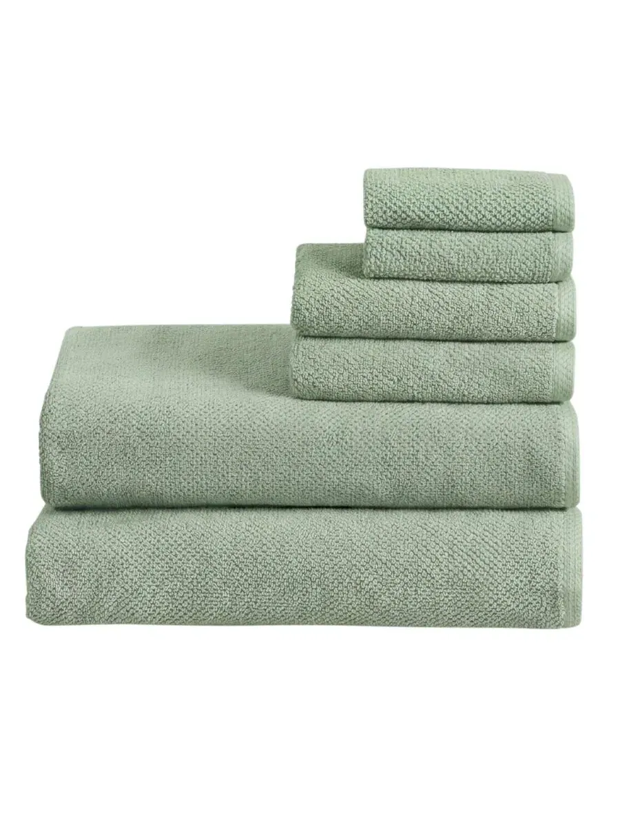 Комплект банных полотенец 6 предметов Luxury Cotton Textured Linery & Co — изображение 1 из 6, синий