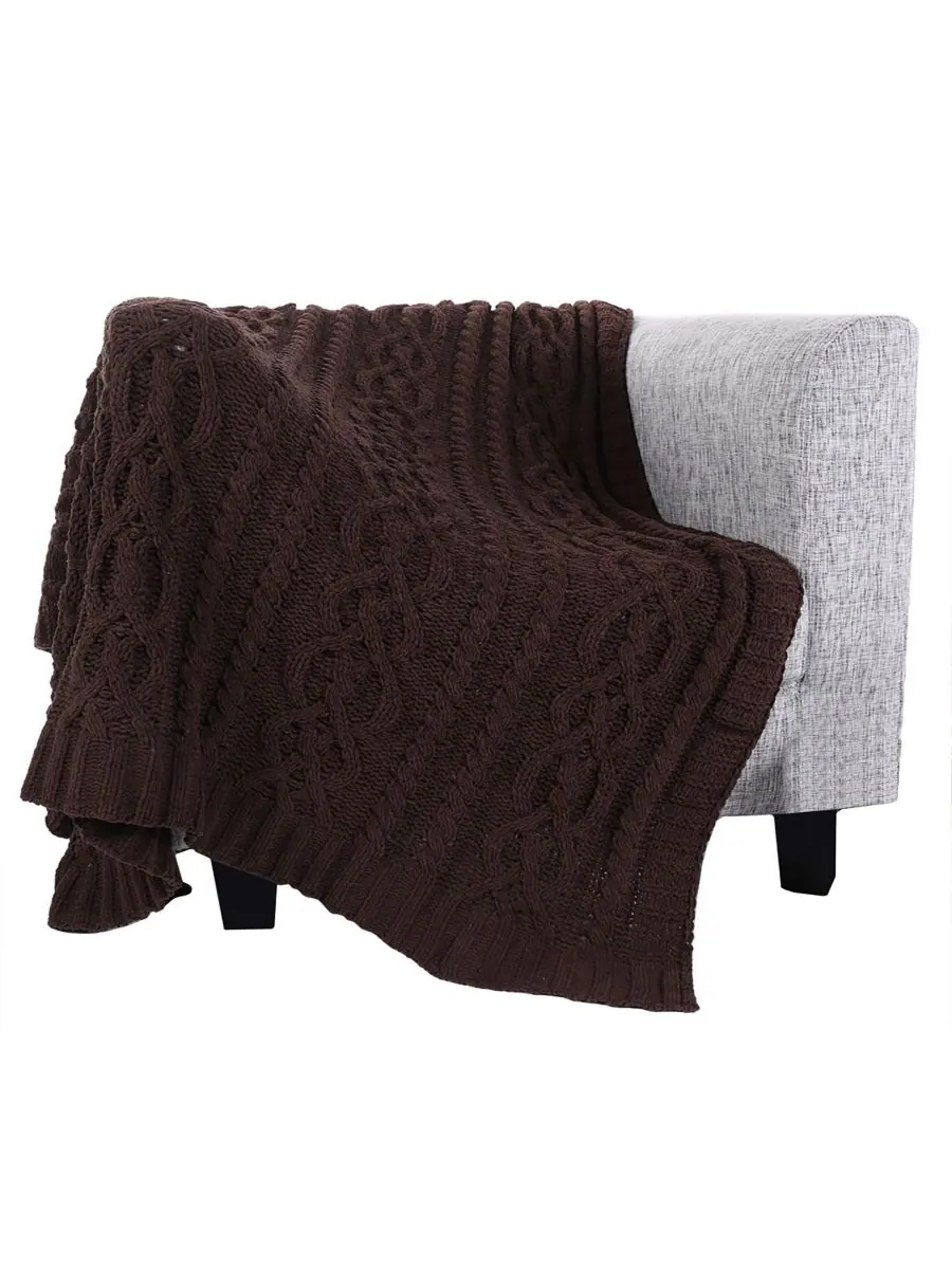 Вязаный роскошный плед из синели от Happycare Textiles, 51 x 67 дюймов Battilo — изображение 2 из 8, коричневый