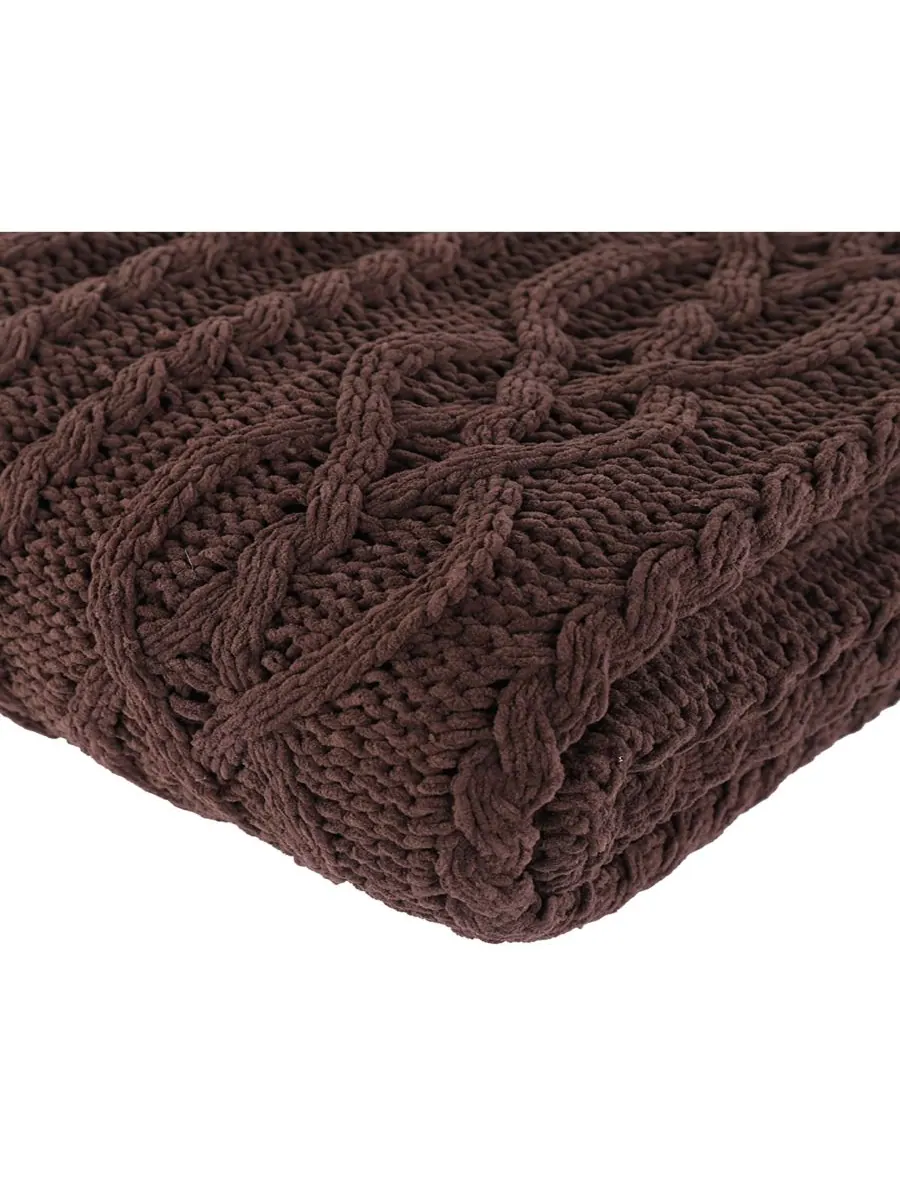 Вязаный роскошный плед из синели от Happycare Textiles, 51 x 67 дюймов Battilo — изображение 3 из 8, коричневый