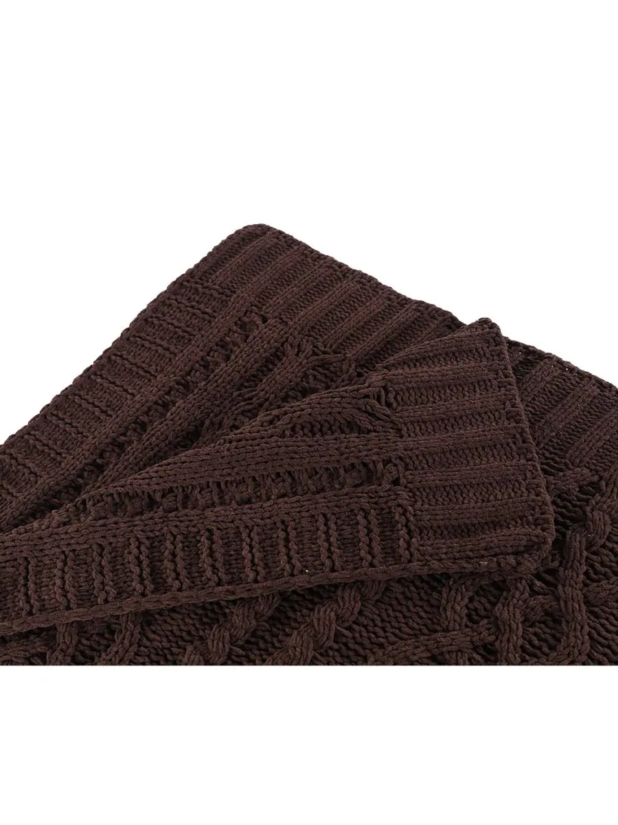 Вязаный роскошный плед из синели от Happycare Textiles, 51 x 67 дюймов Battilo — изображение 5 из 8, коричневый